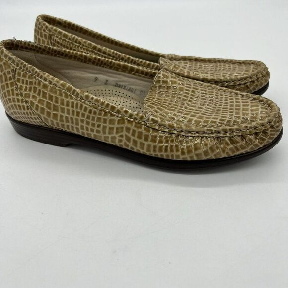 SAS Simplify Tripad Comfort Beige Croc Print Loafer Shoes Women's Size 9S - Picture 1 of 5